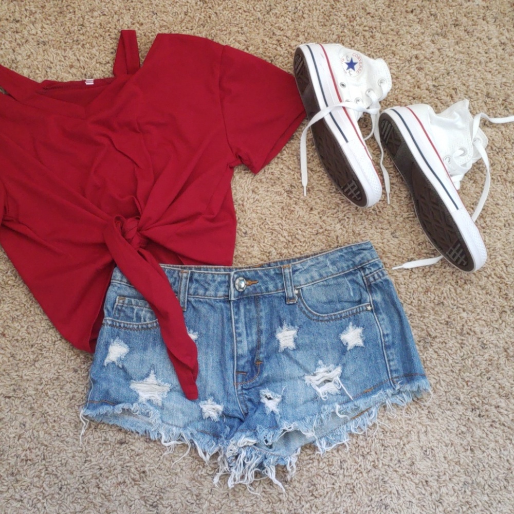 Denim distressed Shorts